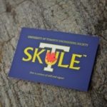 photo of a blue Skule badge, logo of the Engineering Society 