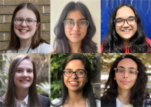 Headshots of all six UTSLA winners smiling and in front of different backgrounds.