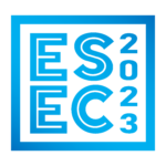 square ESEC 2023 logo in shades of blue