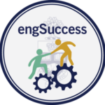 engSuccess logo showing icons of two people standing on a large gear each, one helping the other to step up